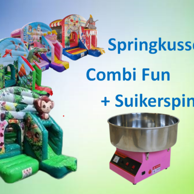 Fun actie springkussen huren met suikerspin