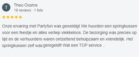 Partyfun verhuur : Review-overzicht van Google